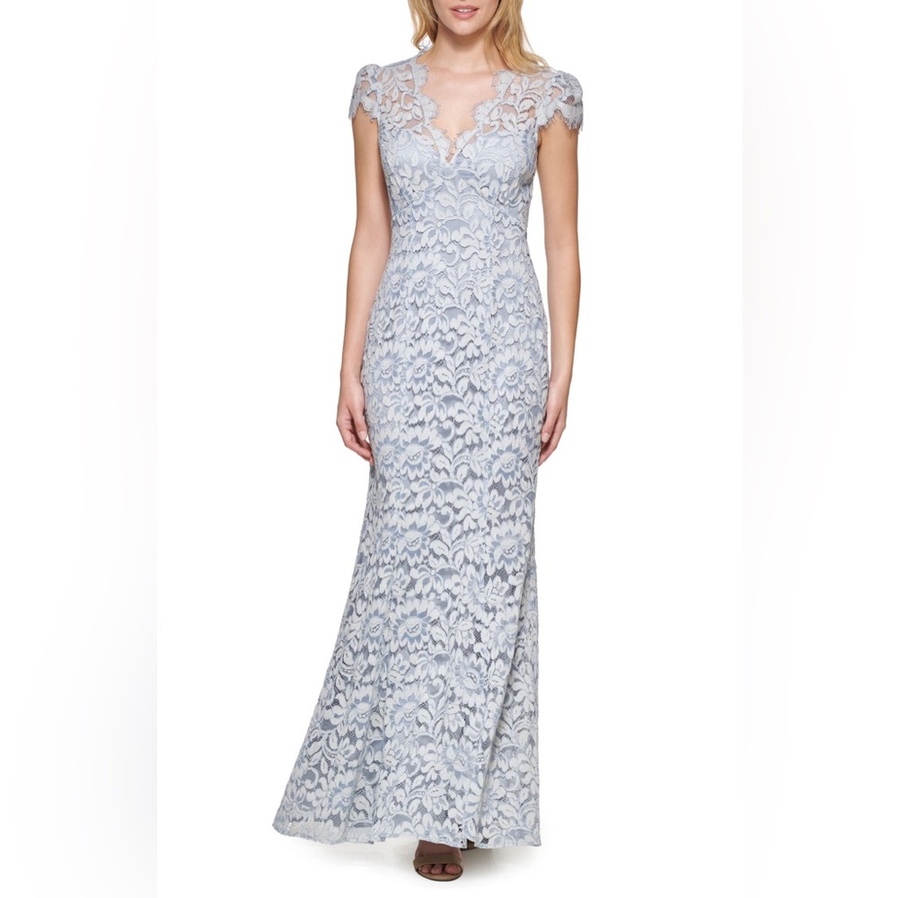 Eliza J Light Blue Lace Maxi Dress